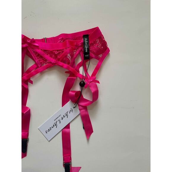For Love & Lemons Victoria's Secret Soutache Garter Belt Pink Size XXS NEW - Picture 8 of 10